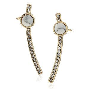 Danielle Nicole Earrings White Stone Crystal Silver-Tone Pop Ear Cuffs